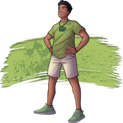 A young person looks boldly into the distance